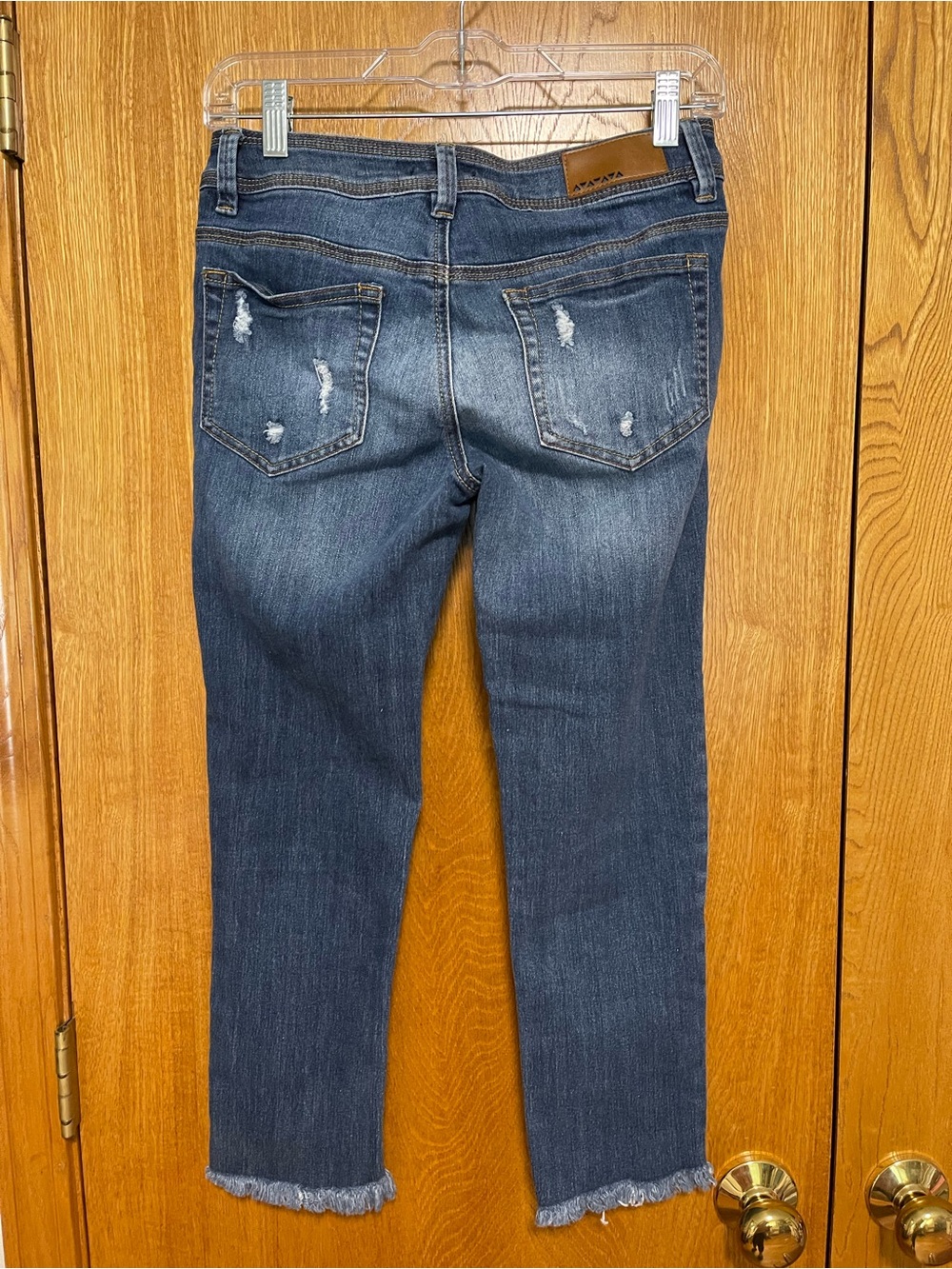 Naya Dark Blue Distressed Ankle Crop Jeans